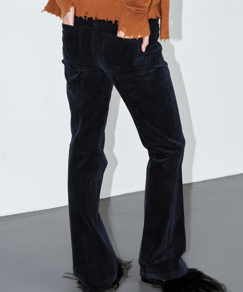 SIGREAT Corduroy Slim Bootcut Pants_Navy