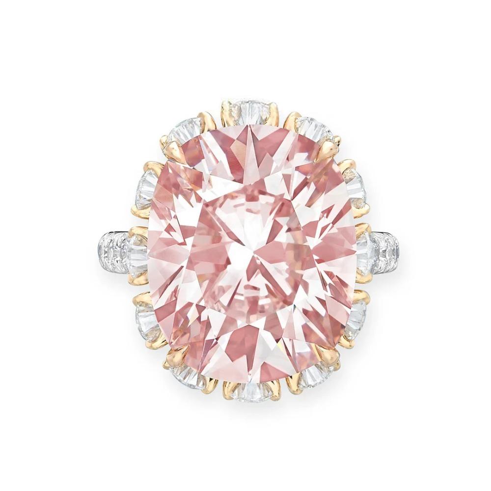 Pink Ice Diamond Women Ring Cushion Cut Yellow Pigeon Egg High Carbon Solitaire Fashion Jewelry