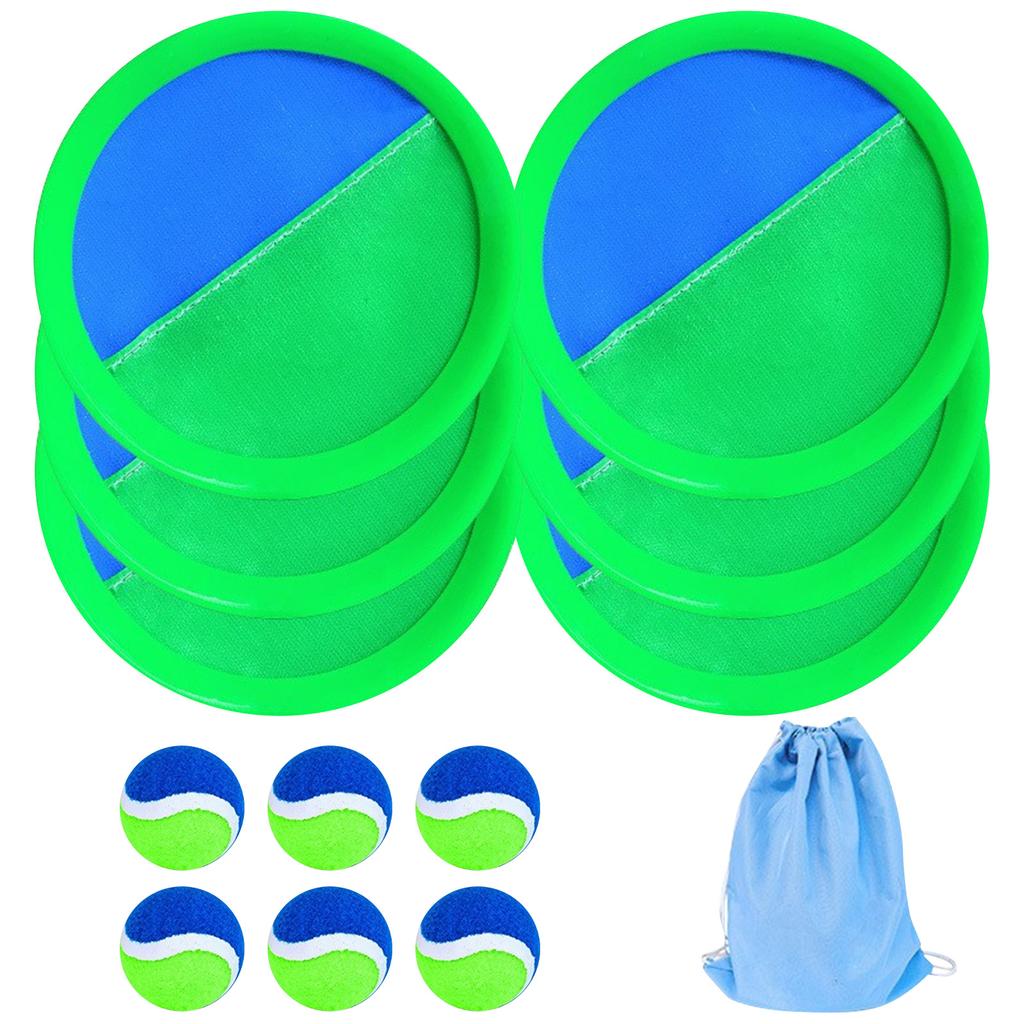 Outdoor Sticky Ball Game Set with Four Catching Discs and Four Velcro Balls Suitable for Children and Family Interactive Play