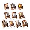 Small Hand-Carved Wooden Animal Figurine Cute Rocking Chair Cat/Dog/Fox Statue for Desk Home Office Decor