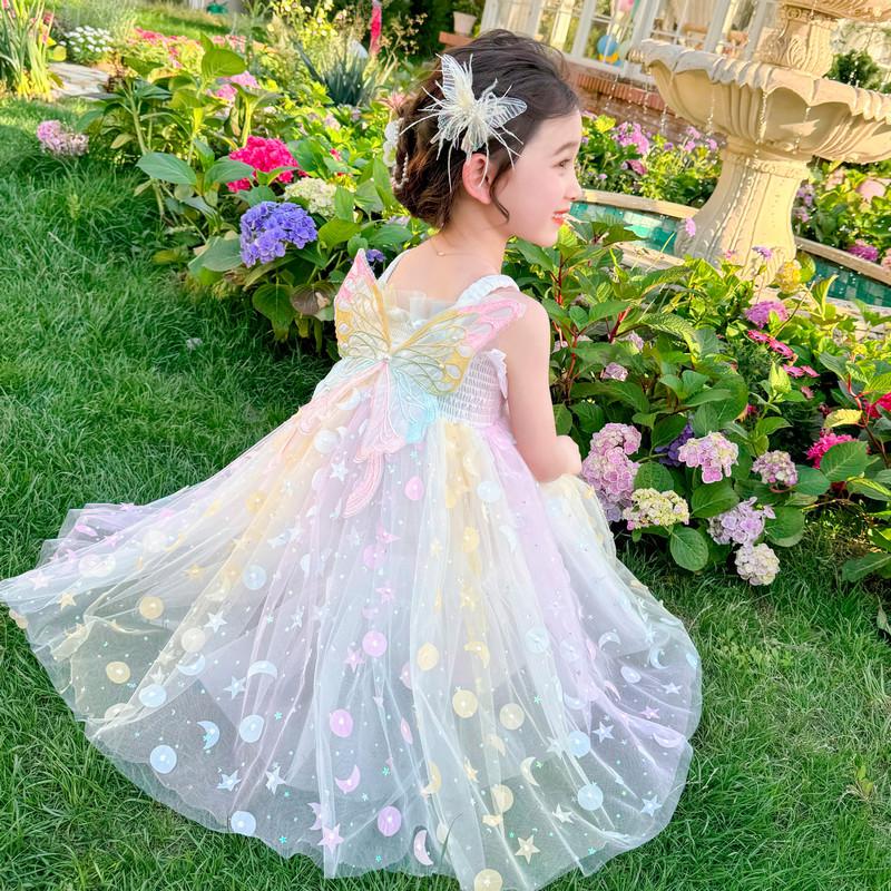 2024 Girls' Summer Dreamy Butterfly Princess Dress
