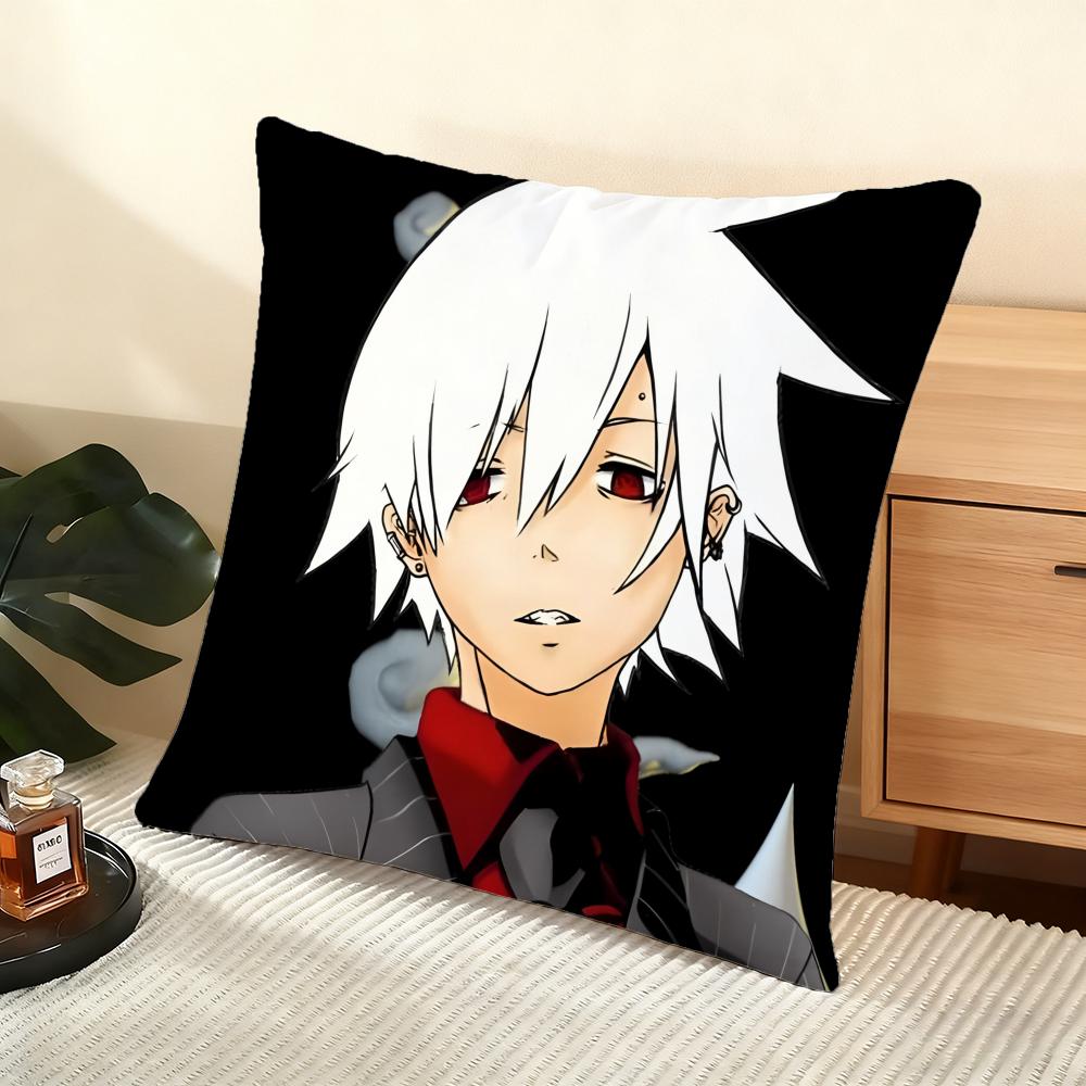 Anime SSoul Eater Cushion Cover Soft Short Plush Pillow Cover Smooth Cozy Texture Aesthetic Cushion Case Home Decor
