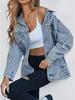 Women's Oversized Ripped Denim Boyfriend Jacket