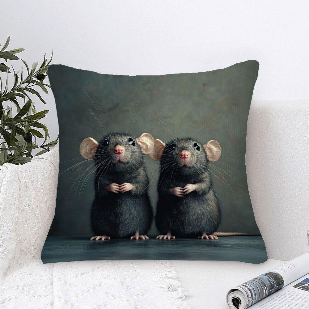 Cute Mouse Double-Sided Decorative Pillowcase, Easter Theme Animal Pattern Cushion Cover For Sofa Bed Home Decor