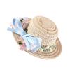 Puppy Straw Hat Dogs Sunbonnet with Ribbon Bow Supplies Collar Flower Hat Summer Hat with Strap Lace Belt