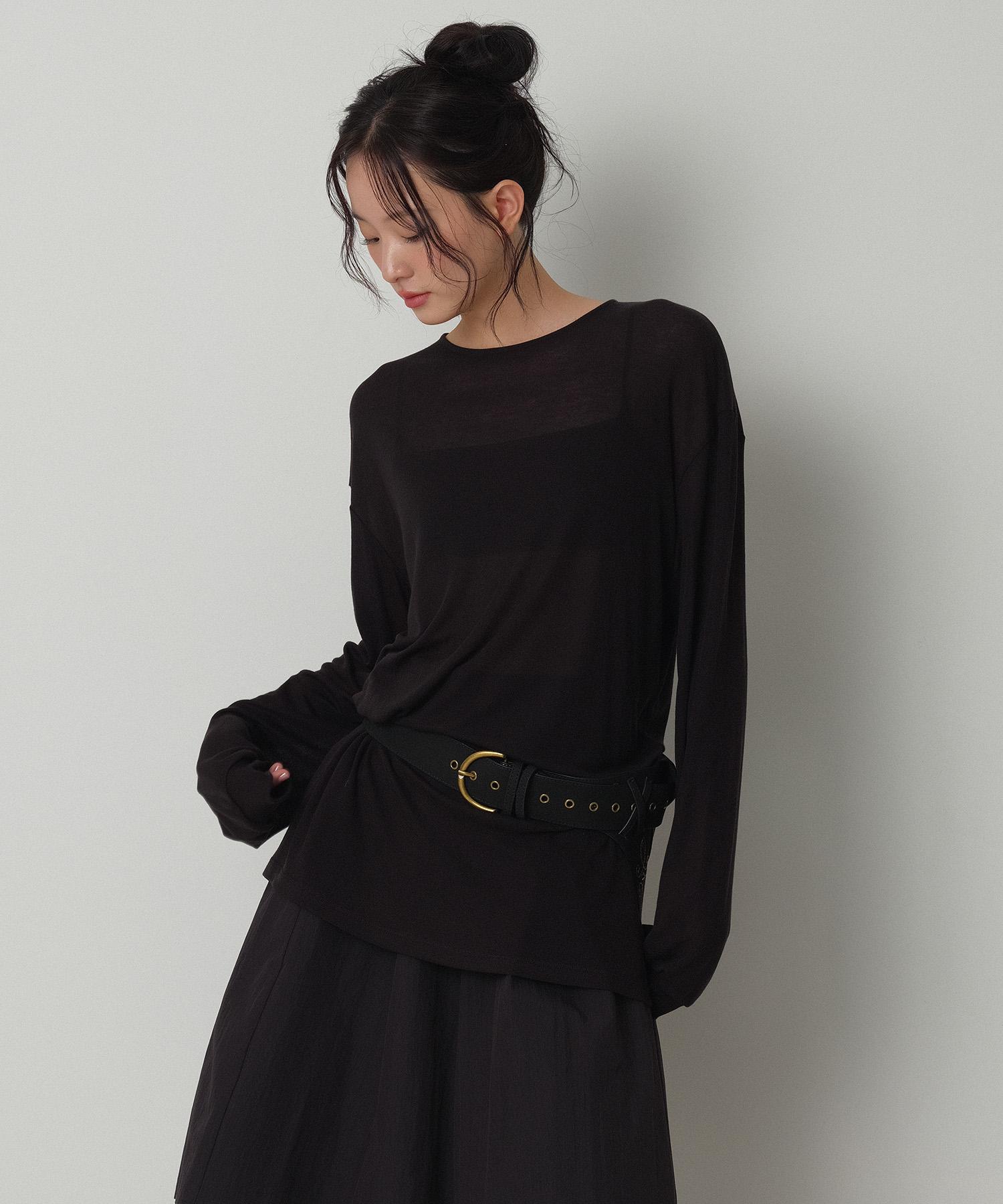 Reventina See-Through Tencel Long Sleeve_Black