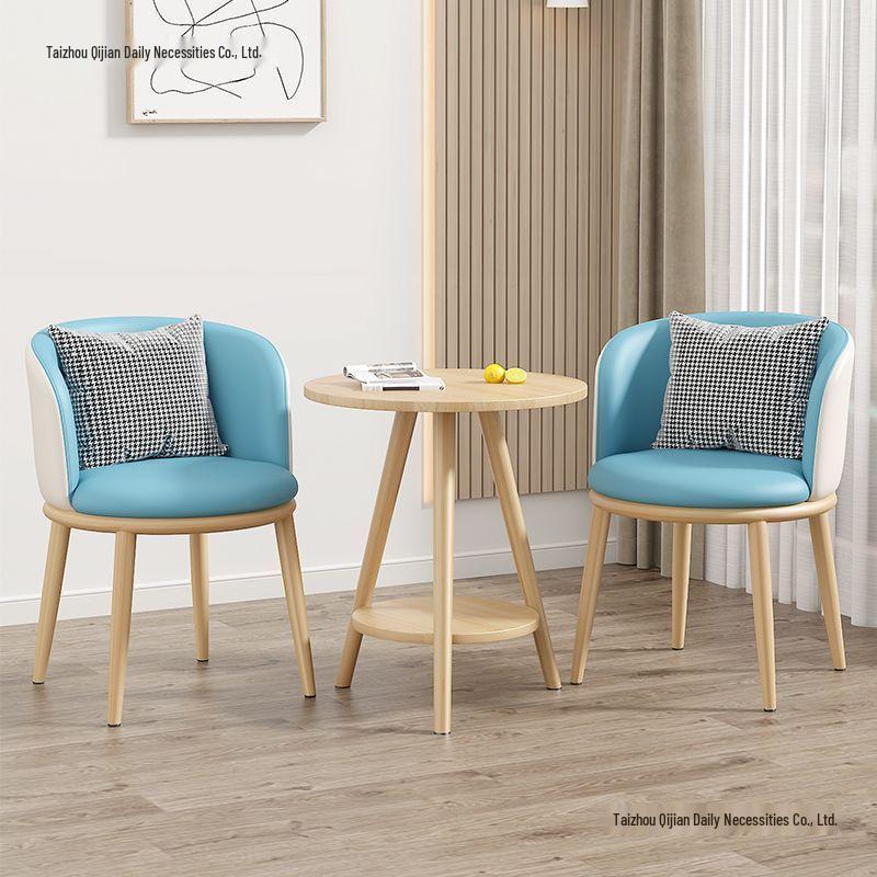 Light Luxury Balcony Tea Table & Chairs Set: Modern 3-Piece for Hotel or Bedroom - Includes One Table & Two Chairs