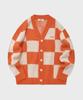 Fallett Checkerboard Knit Cardigan Orange