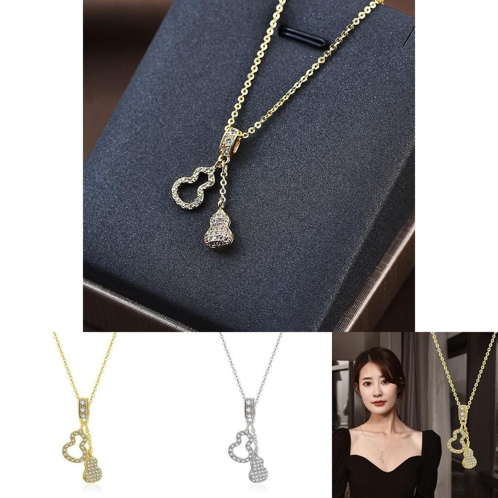 Unique Korean Style Titanium Steel Gourd Pendant Necklace For Women With Radiant Finish And Design
