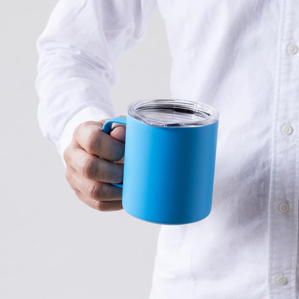 Blue Bottle Coffee Stainless Steel Travel with Keeps Drinks Hot or Cold Mug, 350ml, Lid,