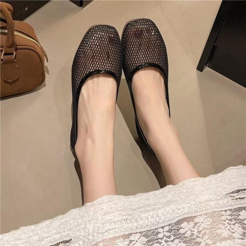 Letnie Damskie Siatkowe Puste Płaskie Sandały Miękka Podeszwa Antypoślizgowe Płaskie Wsuwane Lekkie Oddychające Z Okrągłym Czubkiem