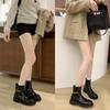 [sheii Su Yinyin] Noble Boots~ Side Zipper Small Gold Buckle Chain Leather Locomotive Martin Short Boots Women's Thin Boots