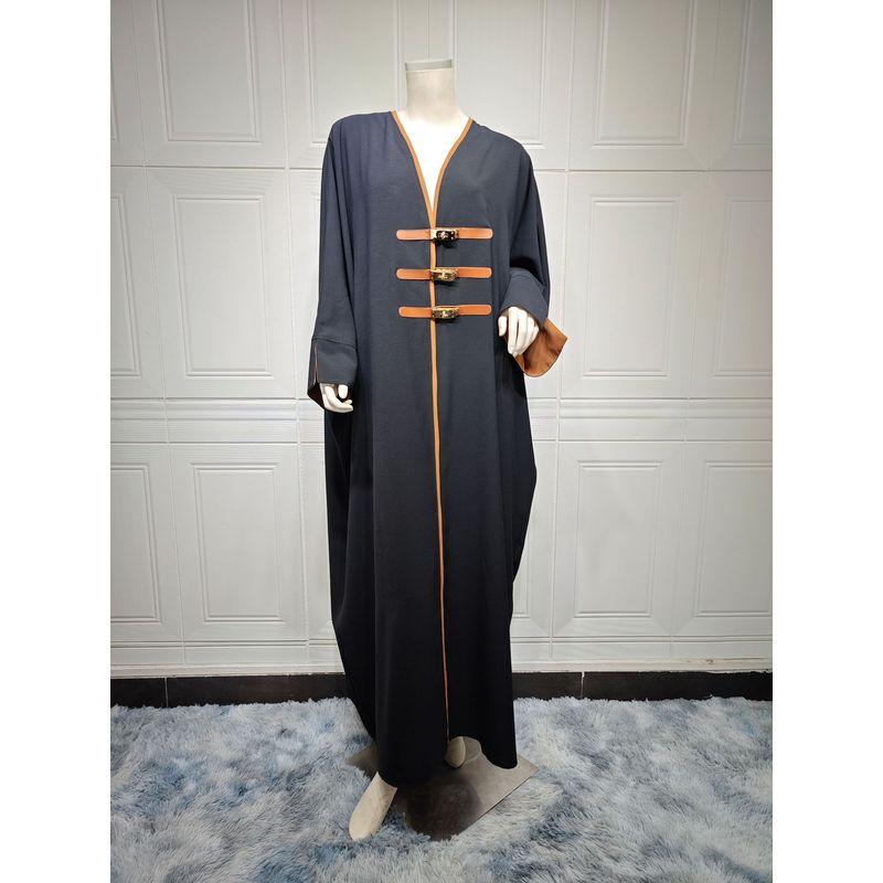 Indonesia Middle East Amazon Fashion Cardigan Leather Ring Turkey Colorblock Robe Outwear Arab Outwear Coat