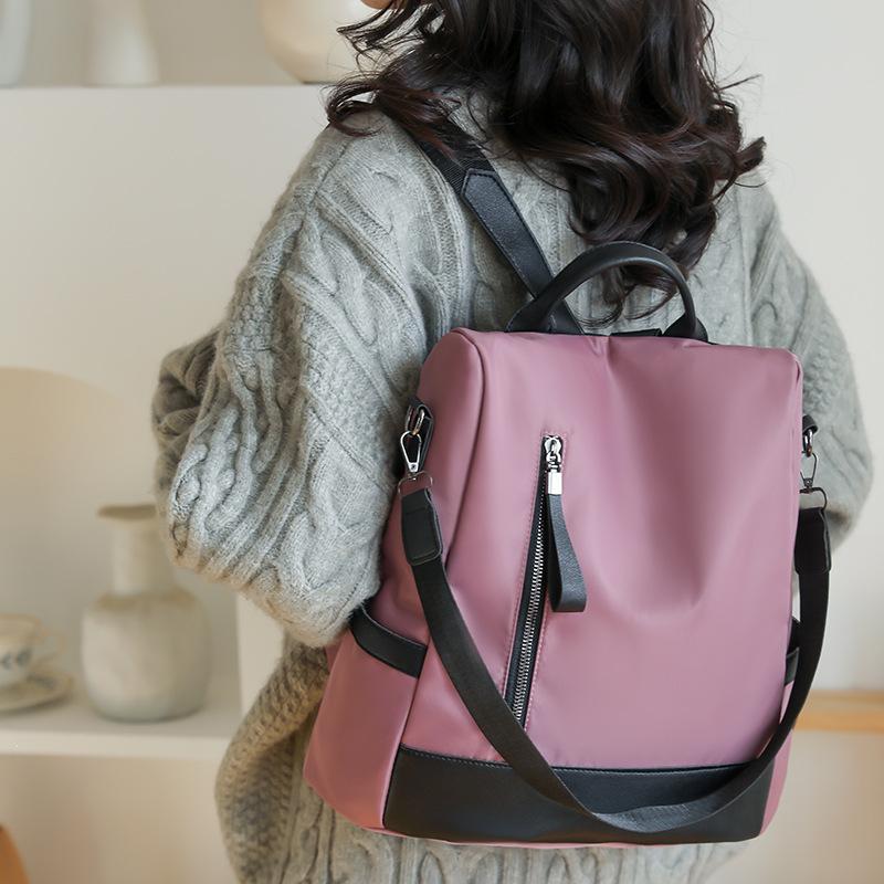 Women's Nylon Backpack Color Contrast Large Capacity Women's Backpack Mummy Bag