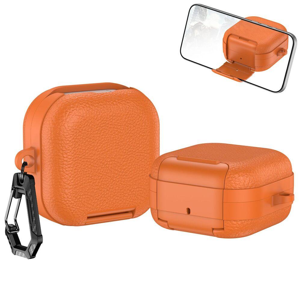 

1 Pcs Protective Cover With Secure Lock & Stand For Samsung Galaxy-Buds 4/4pro Earphone Cover Leather Frame Protective Case