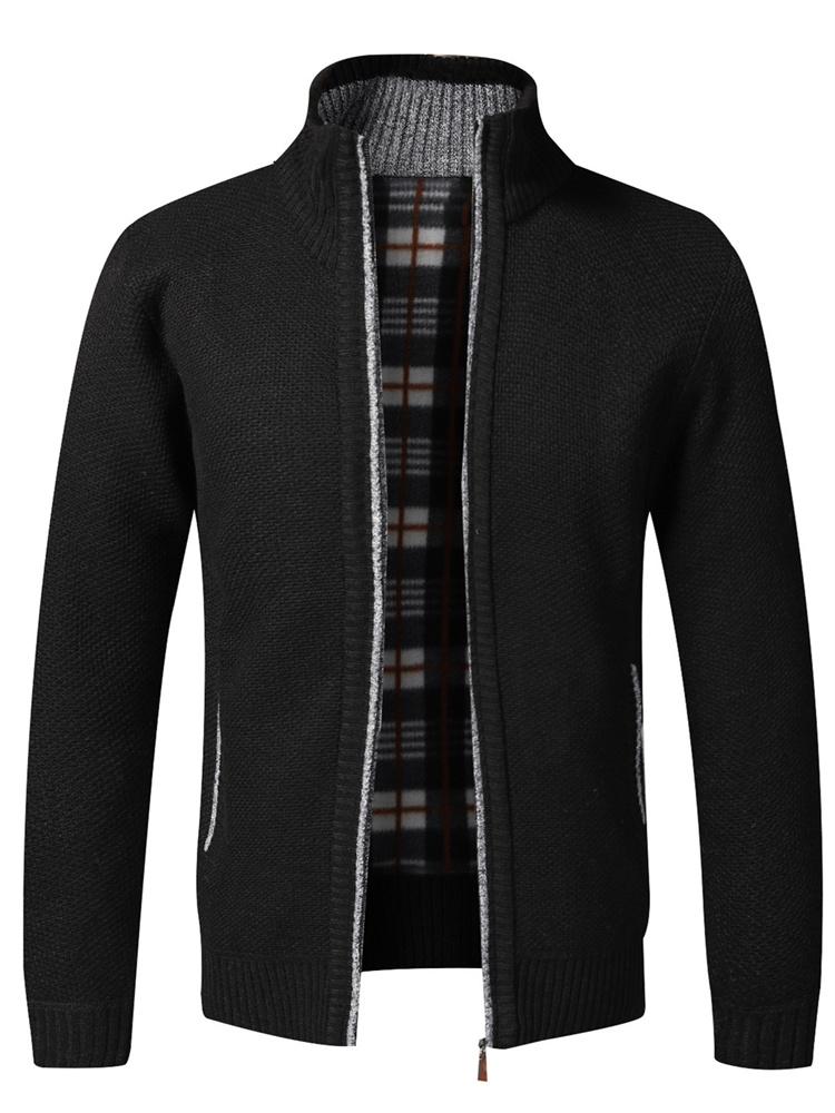 Autumn Winter Causal New Men's Jacket Slim Fit Stand Collar Zipper Jacket Men Solid Cotton Thick Warm  Sweater