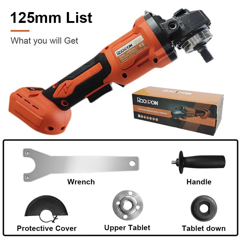 Brushless Cordless Impact Angle Grinder 125mm Variable Speed For 18V Battery DIY Power Tools Cutting Machine Polisher No Battery