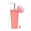 710ml Vacuum Insulated Stainless Steel Tumbler With Ceramic Coating Inner Straw Lid Hot Cold Drinks