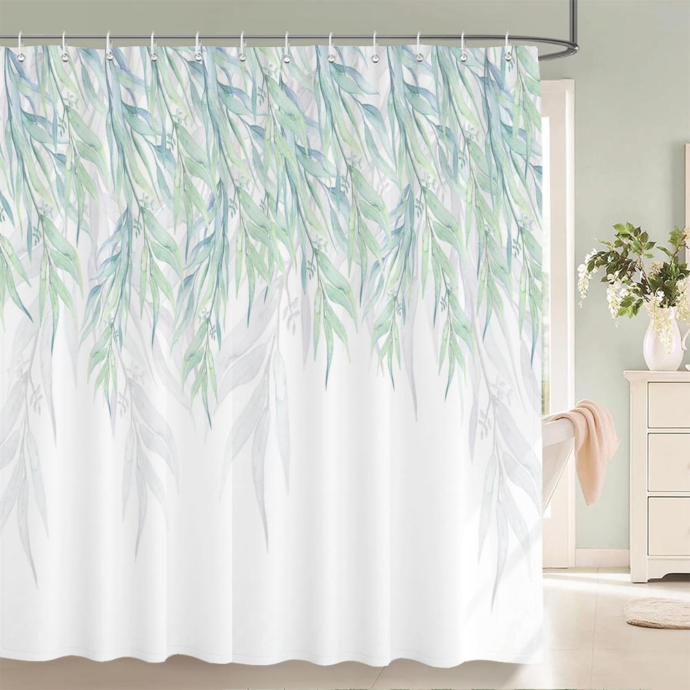Modern style Shower Curtain 3D Tropical Plant leaves Printed Fabric Bathroom Curtains Home Bathtub Decor Curtain with Hooks