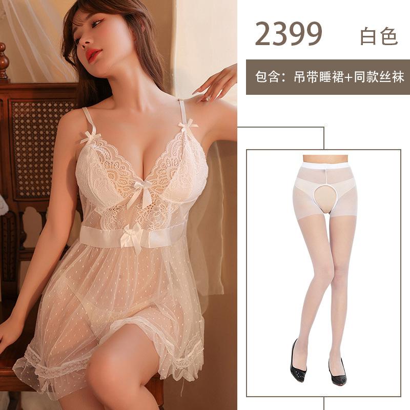 Sexy Lingerie Mesh Bare Chest Perspective Hot Sexy Lace Halter Suspenders Pure Desire Uniform