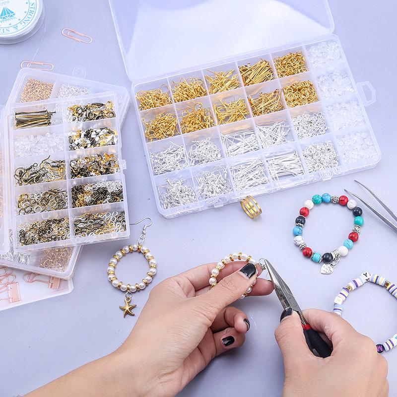 DIY Jewelry Making Tools: Open Jump Rings, Lobster Clasps, Crimp Beads, Earring Hooks for Craft Repair & Beginners