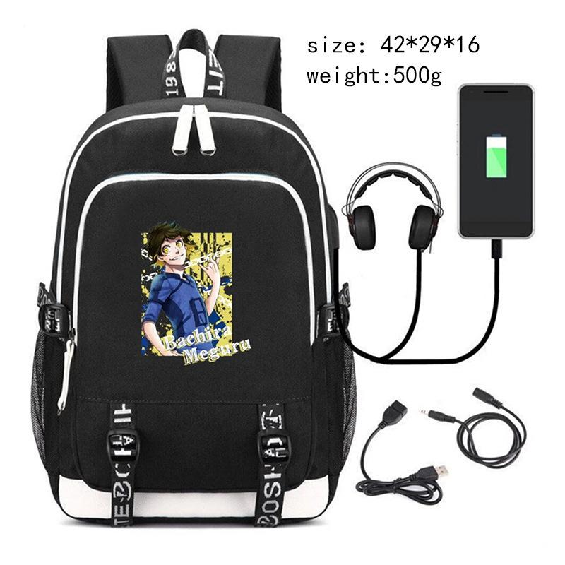 

New animation peripheral printing backpack USB interface multi-functional leisure travel bag One Size