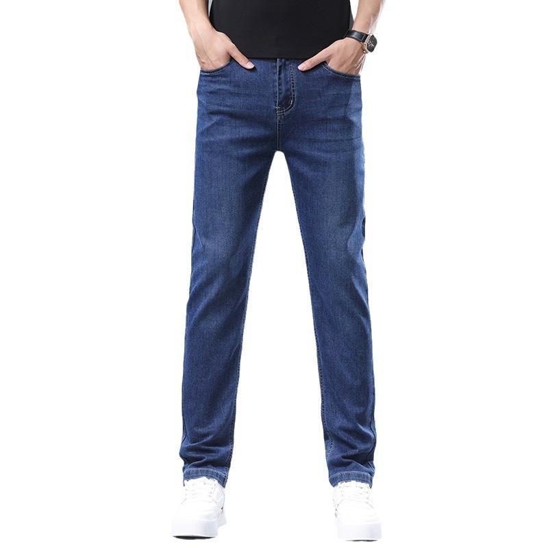 Frühling und Herbst Neue High-End-Plüschjeans für Männer Gerade Röhre Slim Fit Elastische Dicke Freizeithose Herbst und Winter Herrenhose