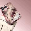 Luxury Rose Pattern Pink Metallic Tempered Glass Phone Case For iPhone 17 16 15 14 13 12 11 Pro Max 15 Plus 17 Air 16E Cover
