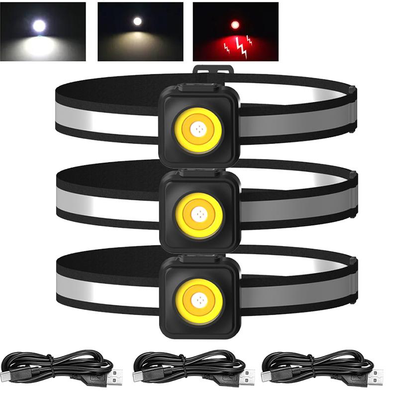 Mini Headlamp Portable COB Headlight 3 Light Modes Camping Head Flashlight Outdoor Emergency Lamp Night Working Fishing Lantern
