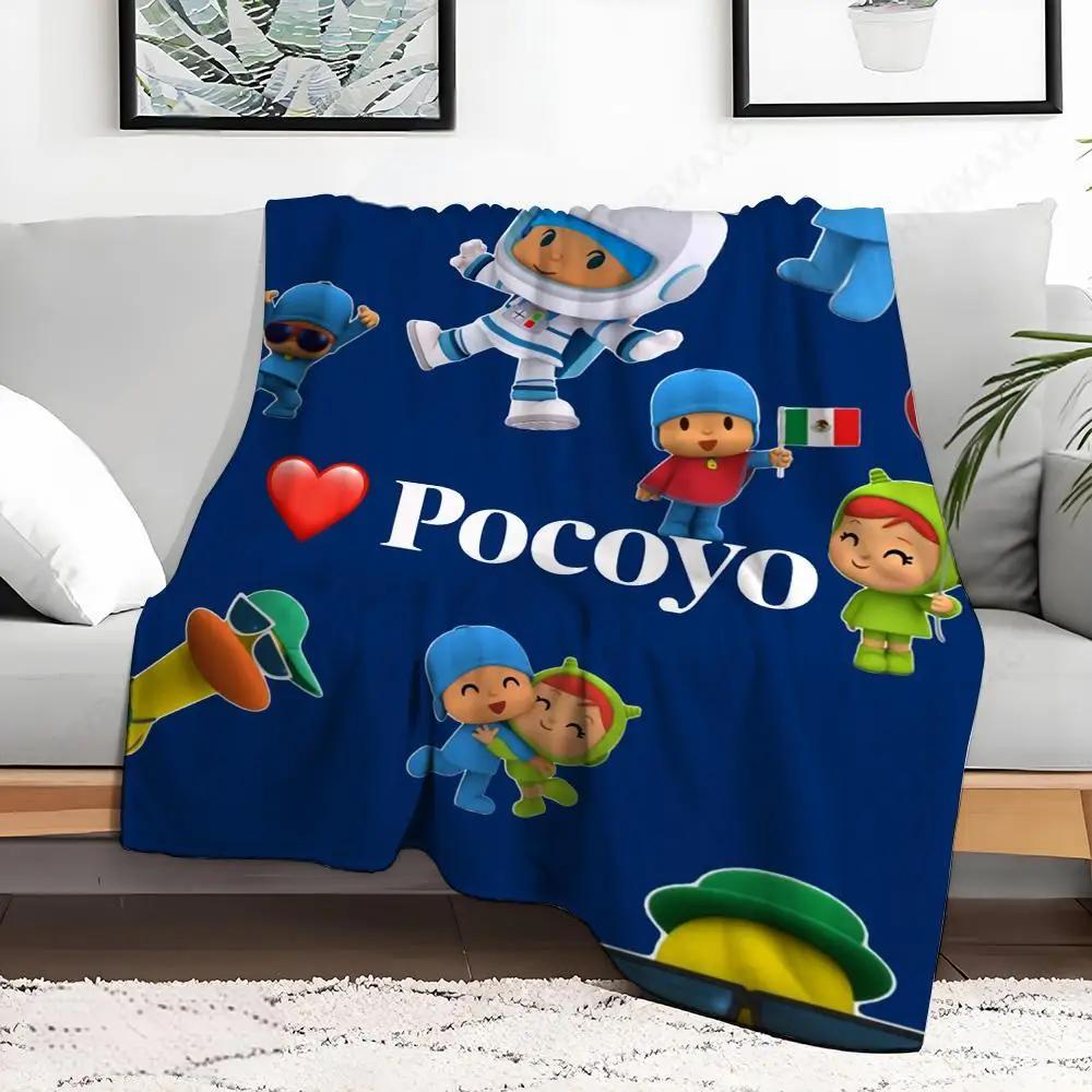 Cute Cartoon PPOCOYO Anime Printed Blanket Picnic Flannel Throw Blanket For Bedroom Warm Soft Custom DIY Quality Bedspread Gift