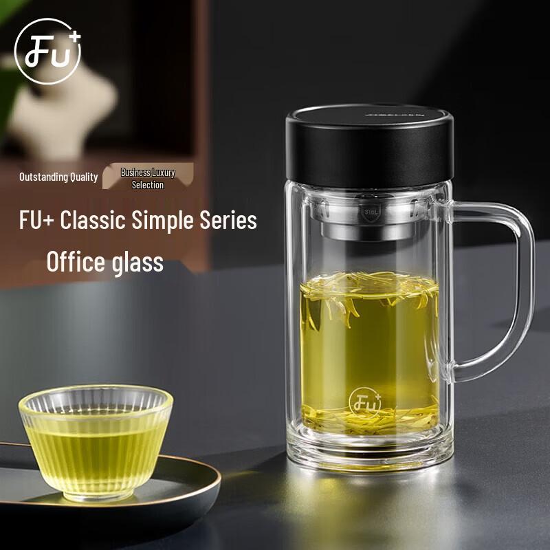Fuguang FU+ Double-Layer Borosilicate Glass Tea Cup with Handle