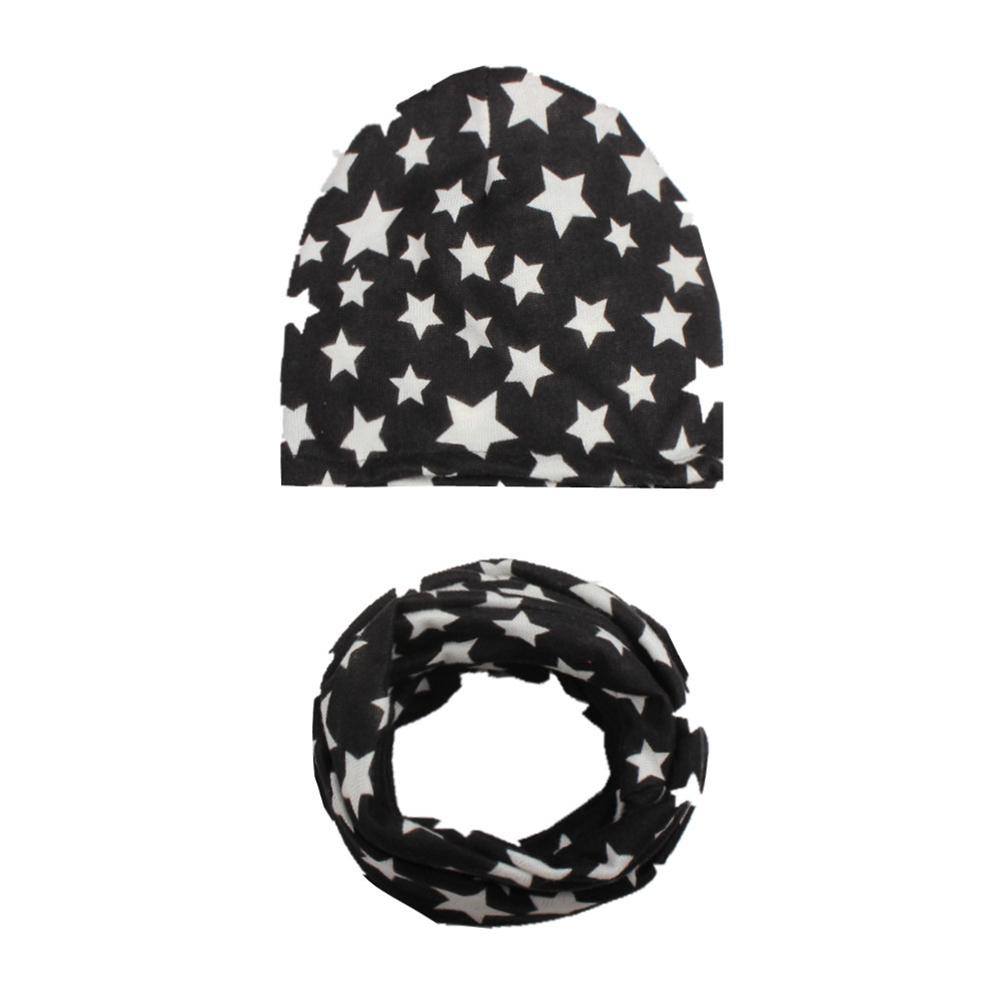 Cotton Hat Scarf Set Cute Star Print Kids Beanie + Scarf Collar Autumn Winter Kids Cap