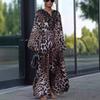 IHUASU Autumn Loose Leopard Print Long-sleeved Plus Size Dress