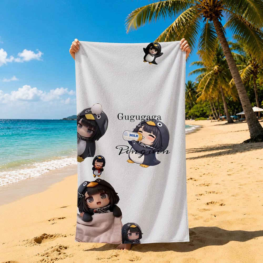 Cartoon Gugu Gaga Penguin Towel Towel Soft Pool Gift For Travel Gym Shower Cool Camping Quick Dry Sports  Large Beach Towel
