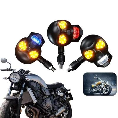 Universal Dual-Color Grim Reaper Skull LED Motorcycle Turn Signals, 12V