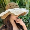Women's Summer Straw Bucket Hat Foldable Fisherman Cap, Large Brim UV Protection for Beach & Kawaii Fashion