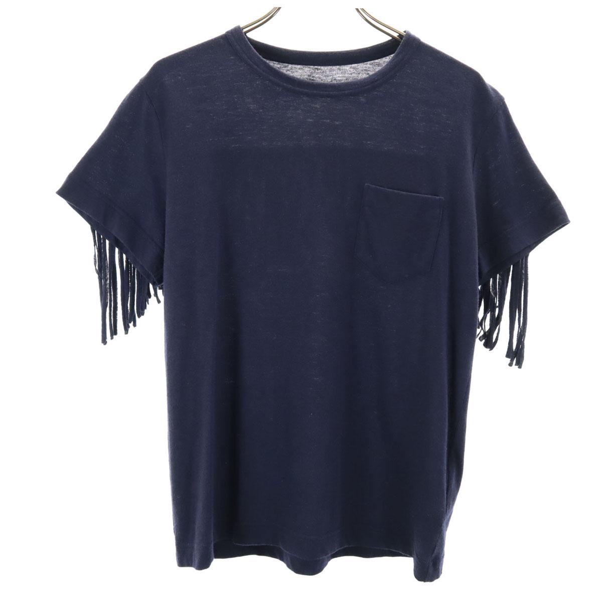 

Sacai Made in Japan Linen Blend Short sleeve fringe T-shirt 2 Navy Poke T Women Used