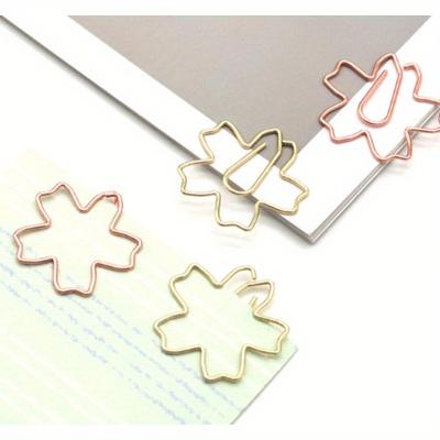 25Pcs Plated Paper Clips Sakura Paper Needle Bookmark Metal Memo Clip Stationery Cherry Blossoms Box Clips.