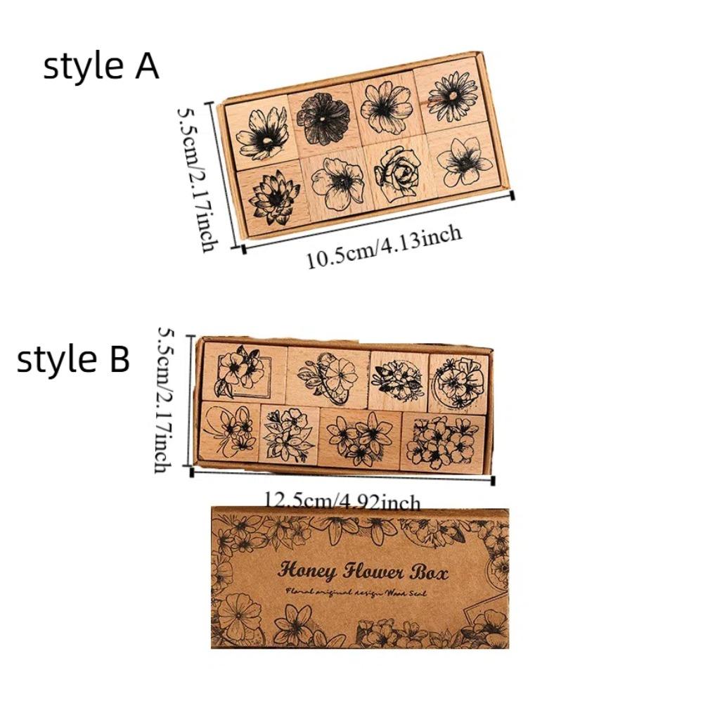 Vintage Flower Seal Set Wood Scrapbooking Seal Decorative Accessories Account Stamp  Scrapbooking