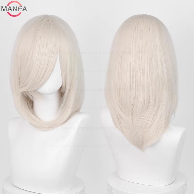40cm Medium Basic Anime Cosplay Wig Bang Blond  Black White Red Pink Green Brown Gold Blue Heat Resistant Synthetic Hair Wigs