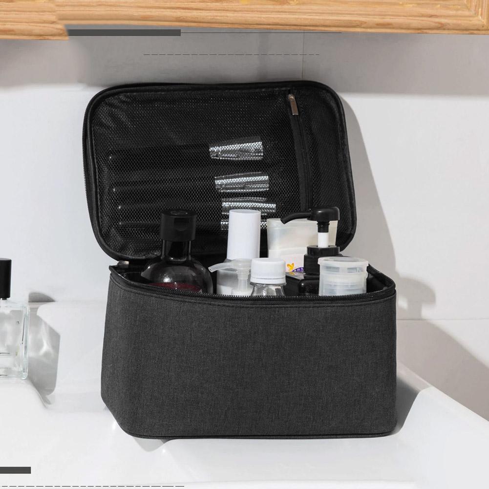 1pc Business Trip Toiletry Bag Double Layer Large Capacity Water-resistant Oxford Cloth Cosmetic Bag Portable Storage Handbag