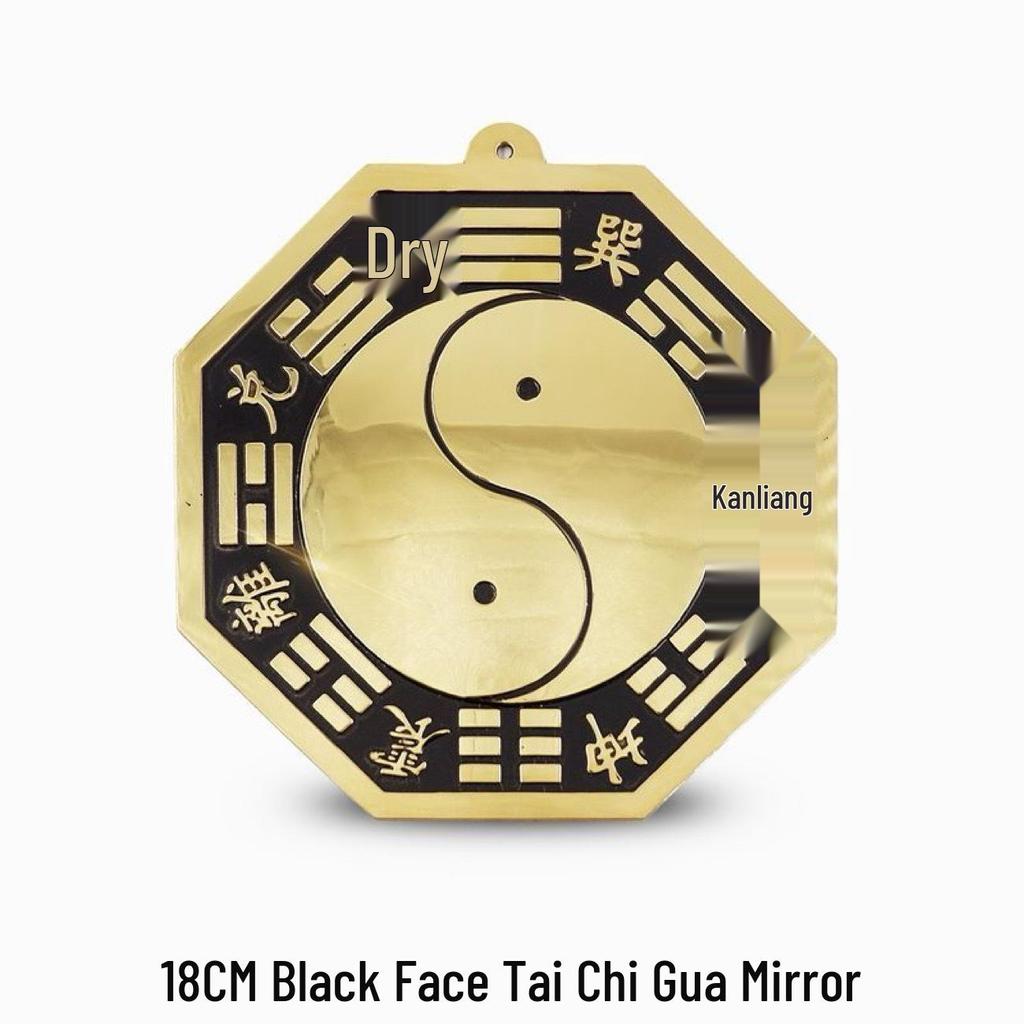 Großer Kupfer-Bagua-Konvexspiegel für Zuhause - Yin-Yang-Tai-Chi-Diagramm-Anhänger für Haustür, Balkon oder Fenster