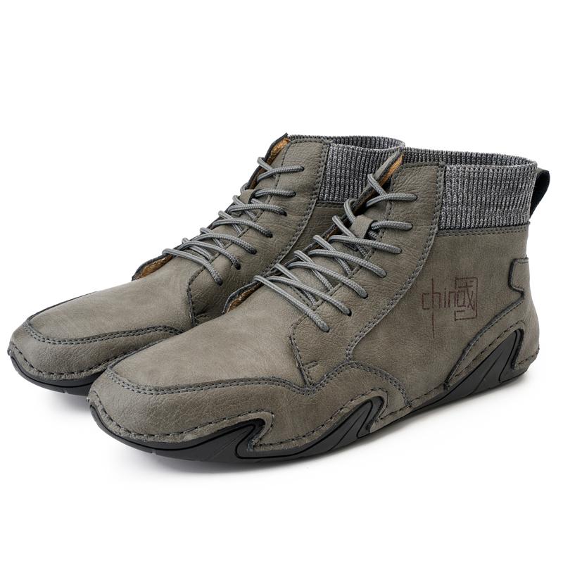 

38-48 мужские ботинки мягкие и удобные британские модные повседневные мужские ботинки ручной работы сшитые для помощи в повседневных ботинках 48 серый