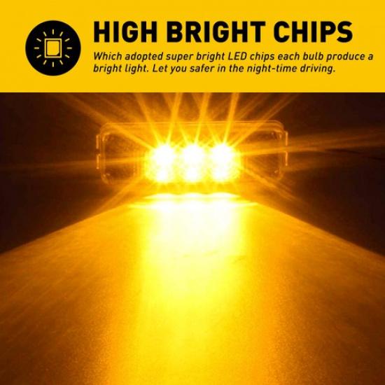 4Pcs Amber 3 LED Side Marker Clearance Light Waterproof Trailer Truck RV 12V 24V