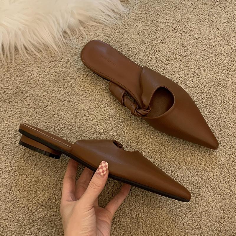 Spetsiga Tofflor Damskor Ballerinaskor Sexiga Klackskor Slingback Damskor Mules Skor Sommar 2025 Nya Lyxiga Chanclas De Mujer