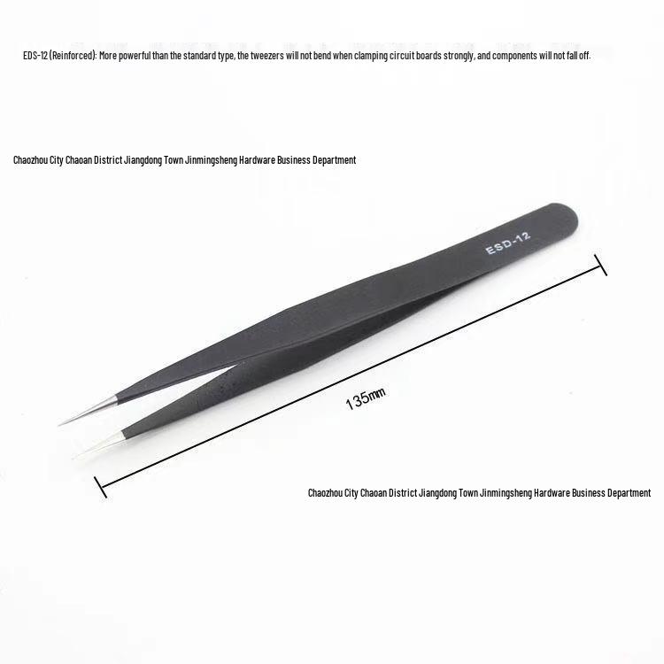 Anti-Static Stainless Steel Fine Tip Bent Tweezers for Precision in Eyelash, Eyebrow, Bird's Nest, and Hair Removal