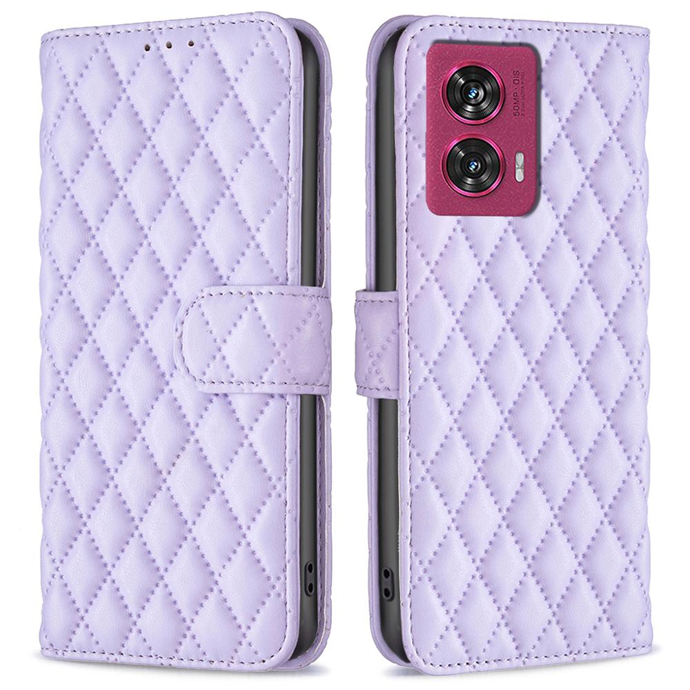 

For Motorola Edge 50 Fusion 5G Leather Case Rhombus Phone Cover Purple