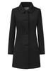 Allegra K Women's Chesterfield Coat, Fall/Winter, Lapel Long Coat, Overcoat, Cold Weather Protection, Black, Size M