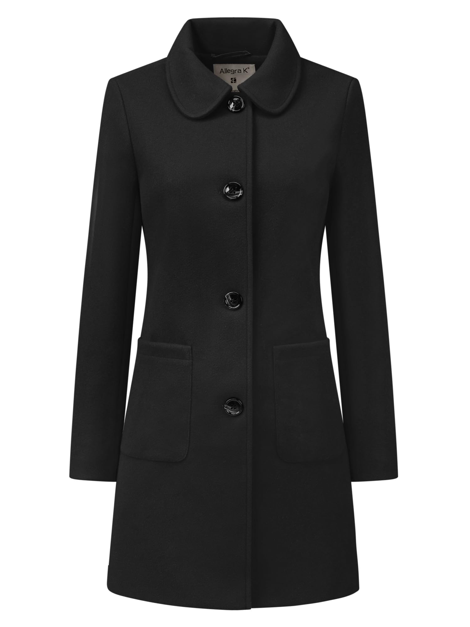 

Allegra K Women s Chesterfield Coat, Fall/Winter, Lapel Long Coat, Overcoat, Cold Weather Protection, Black, Size M