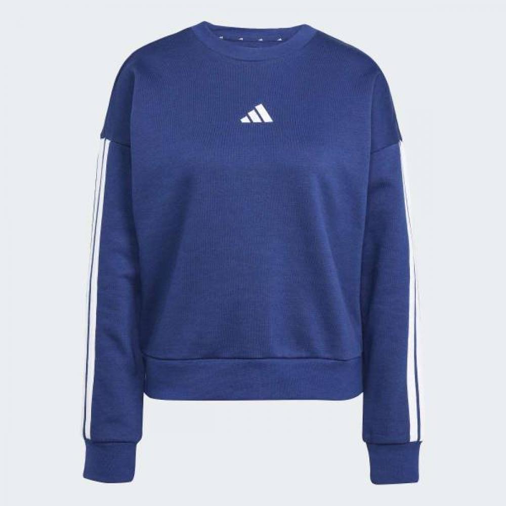 Adidas Women S eSSential Fleece SweatShirt Navy 3 Stripe
